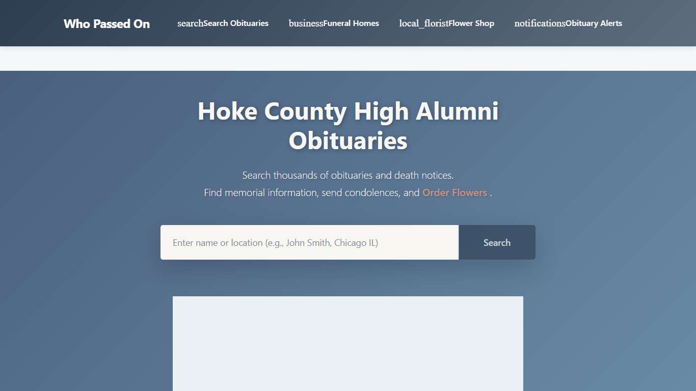 Obituary search results for 'Hoke County High '