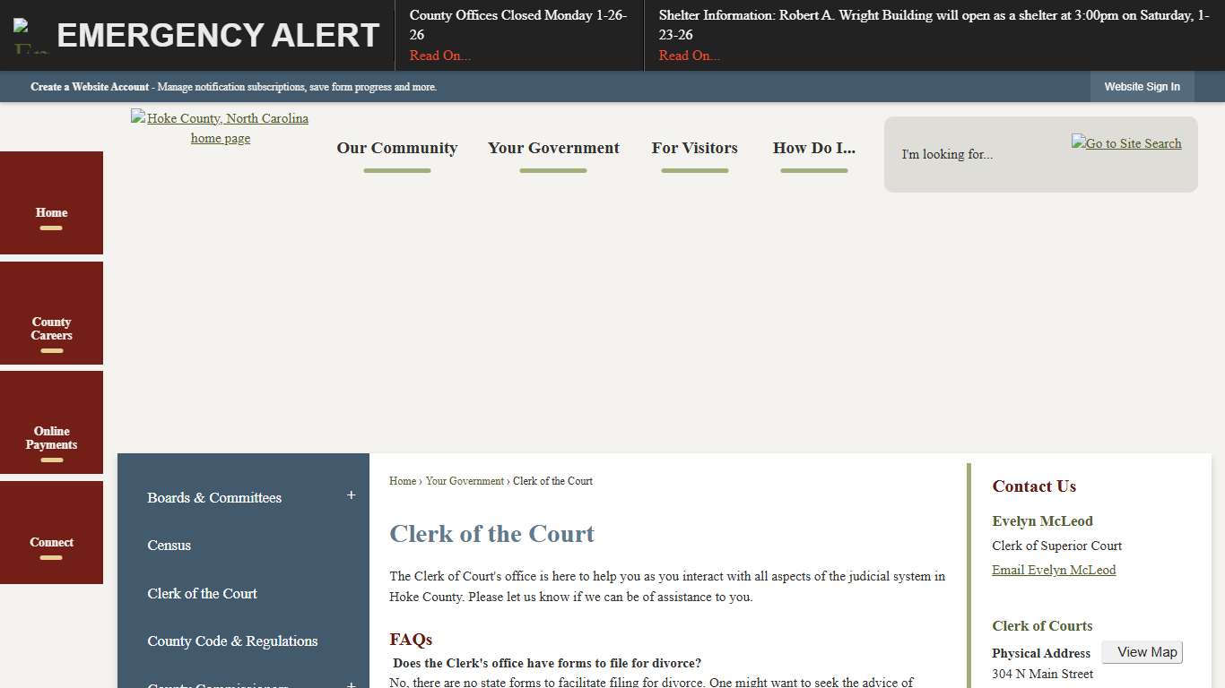 Clerk of the Court Hoke County, NC - Official Website